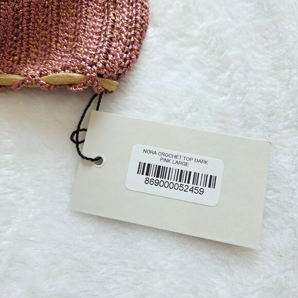 Cherina Beachwear Nora Crochet Bikini Top & Side-Tie Bottoms in Pink Lurex Gold - Picture 6 of 12